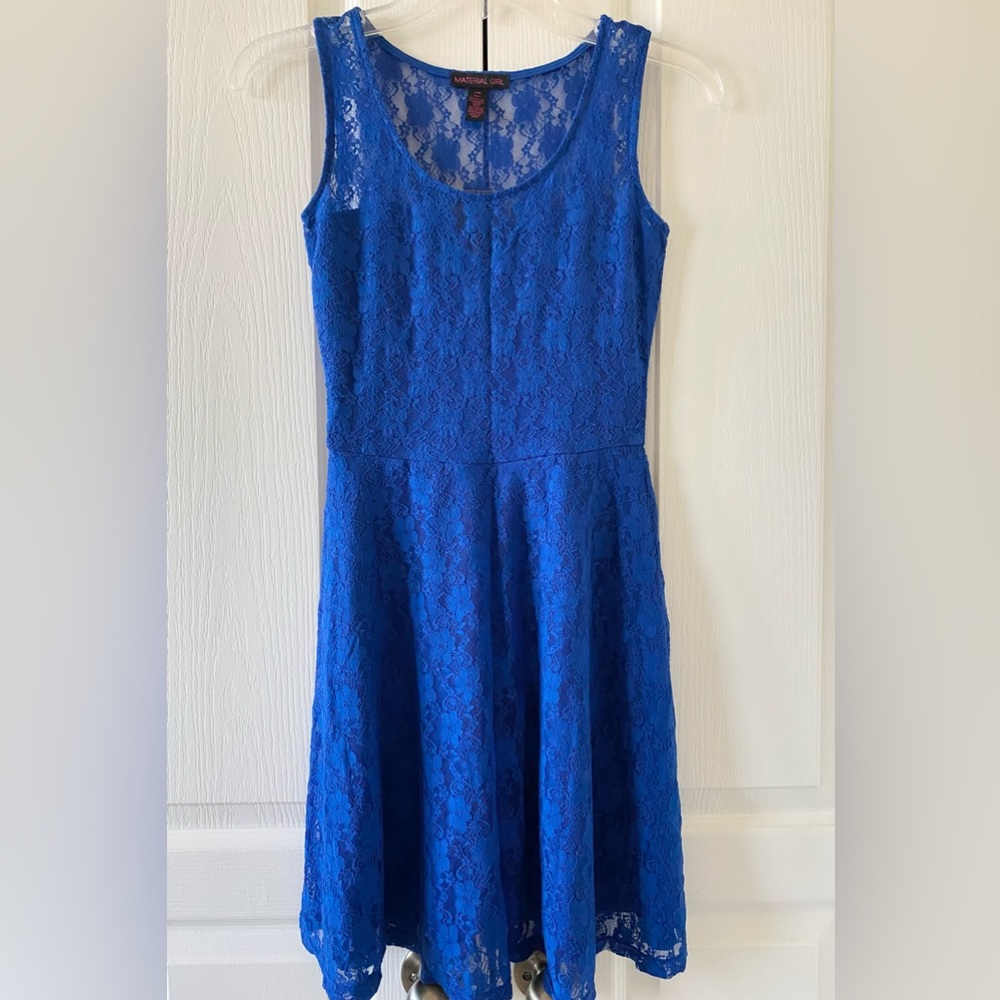 Material Girl Juniors' Lace Illusion Skater Dress